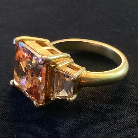Pretty in Peach CZ cocktail ring size 7 - Picture 6 of 8